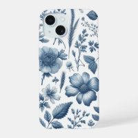 Motif traditionnel de la floraison bleue fine Chin