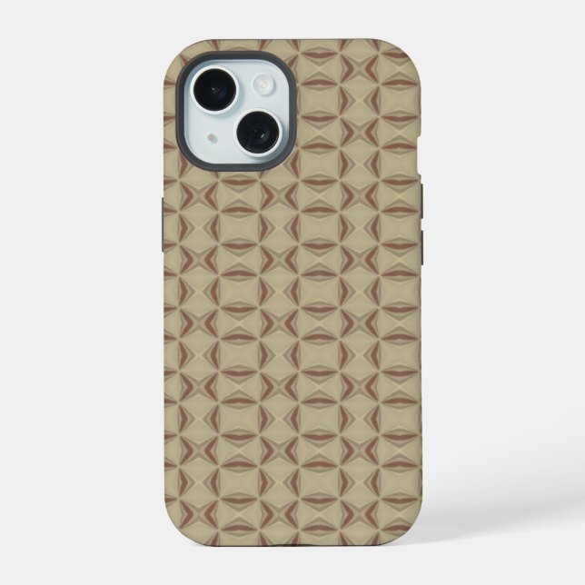 Coque iPhone 15 motif triangles décoratifs Brown (Verso)