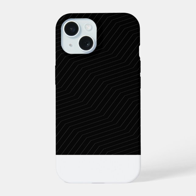 Coque iPhone 15 Motif Zig Zag Géométrique Moderne Noir & Blanc (Verso)