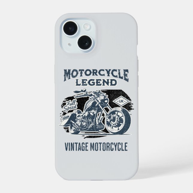 Coque iPhone 15 Motorcycle Legend Vintage Retro (Verso)