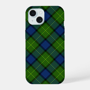 Coque iPhone 15 Muir Moore tartan vert bleu carreaux