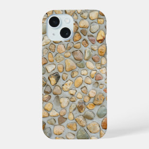 Coque iPhone 15 Mur de galets rustique