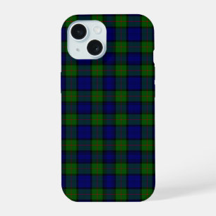 Coque iPhone 15 Murray tartan bleu vert plaid