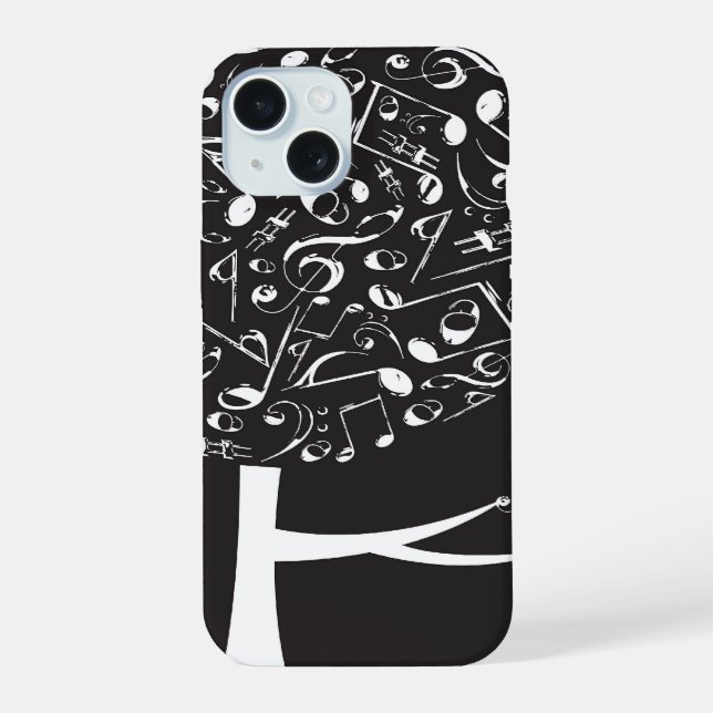Coque iPhone 15 Musique Notes Musicales Chanson Chanter Pop Arbre  (Verso)
