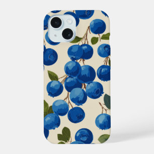 Coque iPhone 15 Myrtille Vintage sur une vigne Élégant Chic Élégan