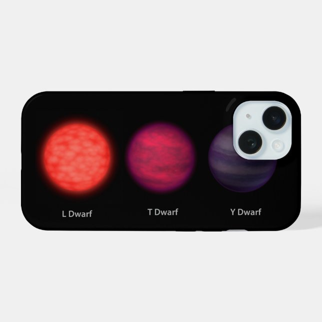 Coque iPhone 15 Naines brunes vues par un voyageur interstellaire. (Verso Horizontal)