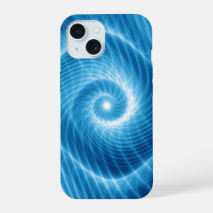 Coque iPhone 15 Nebula de spirale cosmique bleu et blanc