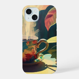 Coque iPhone 15 Néon Charlie Caméléon, Collage de la Forêt Tropica