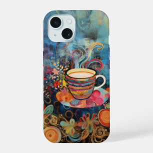 Coque iPhone 15 Néon Charlie Caméléon, Collage de la Forêt Tropica