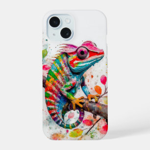 Coque iPhone 15 Neon Charlie Caméléon, Collage de la Forêt Tropica
