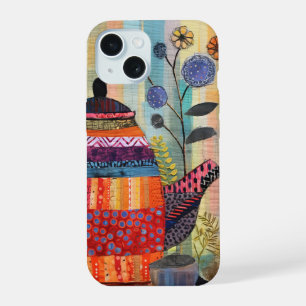 Coque iPhone 15 Néon Charlie Caméléon, Collage de la Forêt Tropica