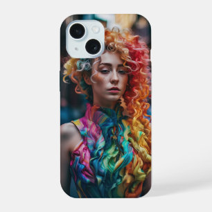Coque iPhone 15  Neon Waves Curly Hair Graphic Case – Bold Fashion