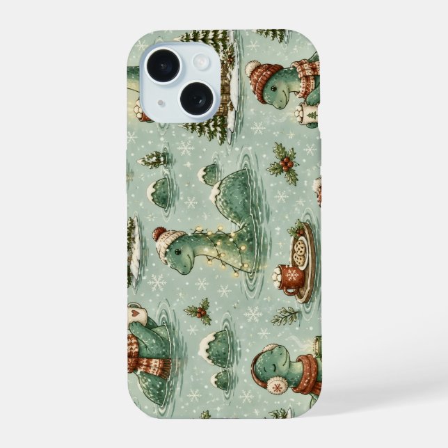 Coque iPhone 15 Nessie de Noël Monstre du Loch Ness Confortable Cr (Verso)