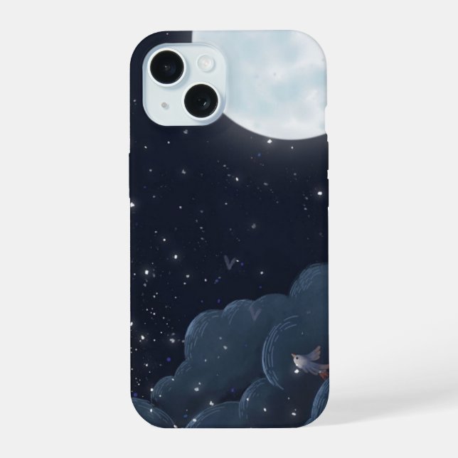 Coque iPhone 15 Night Sky Tough Phone Case — Moon, Stars  (Verso)