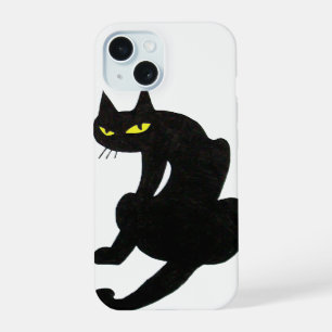 Coque iPhone 15 NINJA CHAT NOIR Blanc