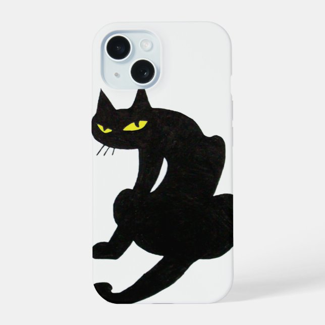 Coque iPhone 15 NINJA CHAT NOIR Blanc (Verso)