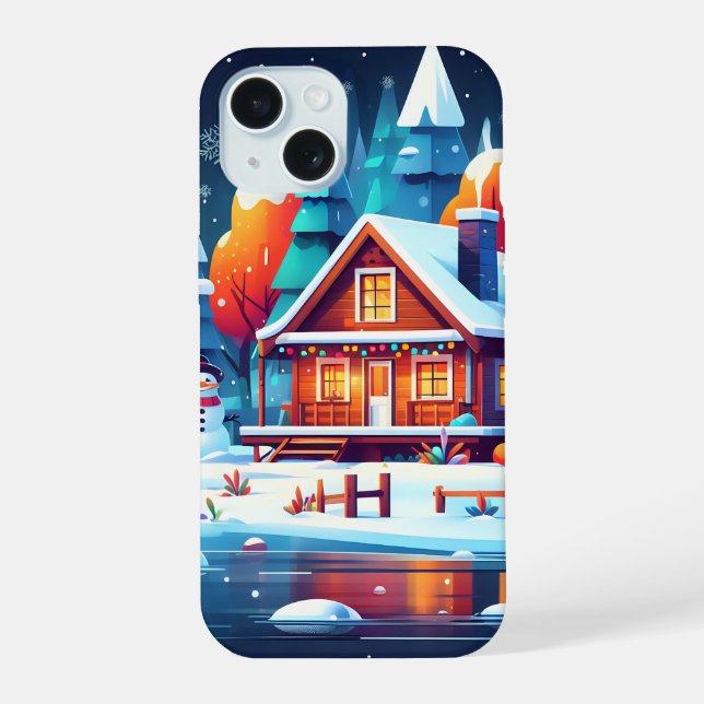 Coque iPhone 15 Noël paisible (Verso)