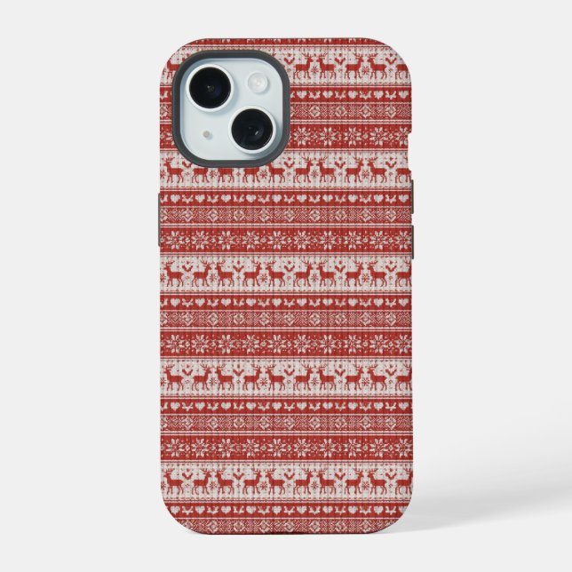 Coque iPhone 15 Noël Tricot Rouge (Verso)