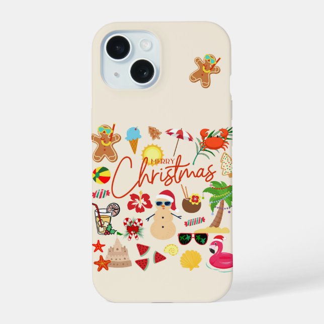 Coque iPhone 15 Noël tropical (Verso)