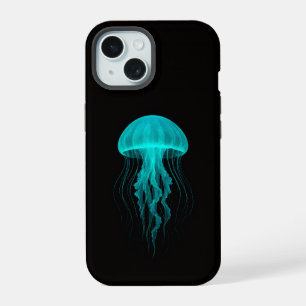 Coque iPhone 15 Noir 4 Luxe iPhone 15 Mate, Méduse Verte