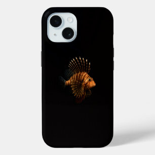 Coque iPhone 15 Noir 4 Luxe iPhone 15 Mate, Poisson-Lion Rouge