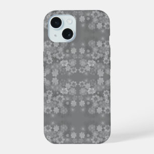Coque iPhone 15 Noir blanc gris rétro Motif d'aquarelle florale