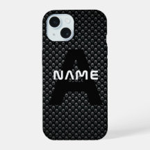 Nom du monogramme personnalisé Texture noire et bl