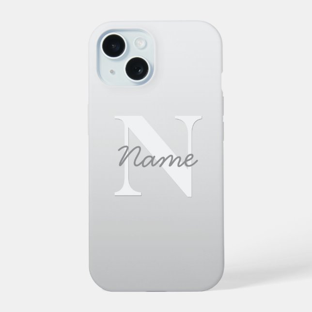 Coque iPhone 15 Nom en écriture cursive ou autre texte avec monogr (Verso)