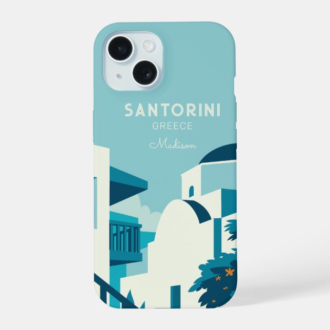 Coque iPhone 15 Nom et texte personnalisés Grèce (Verso)