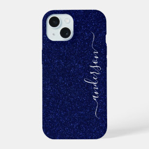 Coque iPhone 15 Nom monogrammé pailleté élégant