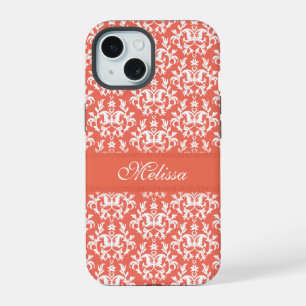 Coque iPhone 15 nom orange damas emberglow