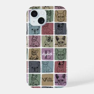 Coque iPhone 15 Nom personnalisé initiale Bouledogue français Flor