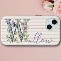 Nom personnalisé moderne Fleur papillon initiale V
