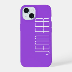 Coque iPhone 15 Nom personnalisé pourpre