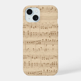 Coque iPhone 15 notes de musique beige vintage