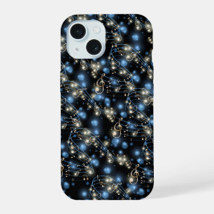 Coque iPhone 15 Notes musicales et lumières des fêtes