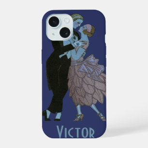 Coque iPhone 15 Nouveaux mariés Art Déco vintage, Danse Mariage d'