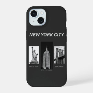Coque iPhone 15 Nouvelles Illustrations Urbaines en Noir et Blanc