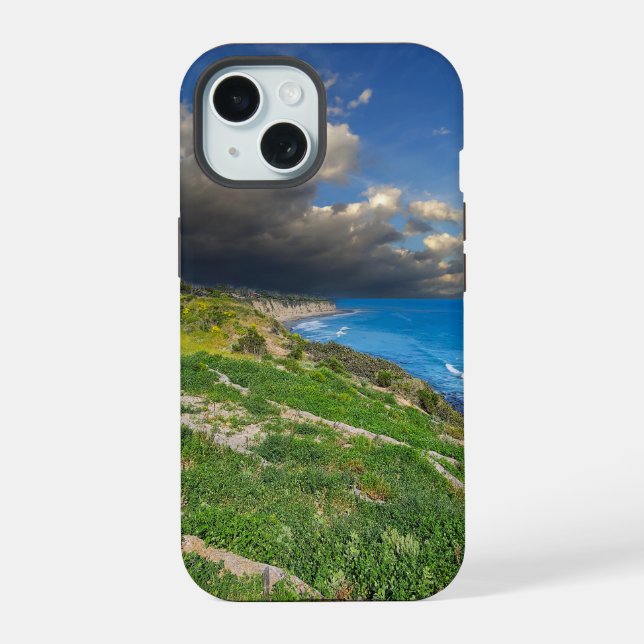 Coque iPhone 15 Nuages puissants sur Point Dume (Verso)