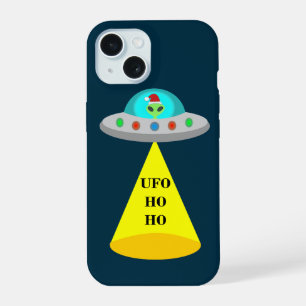 Coque iPhone 15 Objet volant non identifié de Noël Ho Ho Alien sou