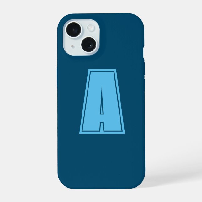 Coque iPhone 15 Océan & Bleu Ciel Monogramme Initial Calligraphie  (Verso)