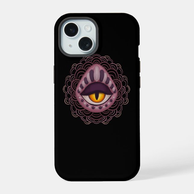 Coque iPhone 15 Oeil Éffrayant bizarre bizarre (Verso)