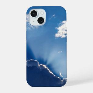 Coque iPhone 15 Œuvre d'art murale rayons de soleil ciel bleu mini