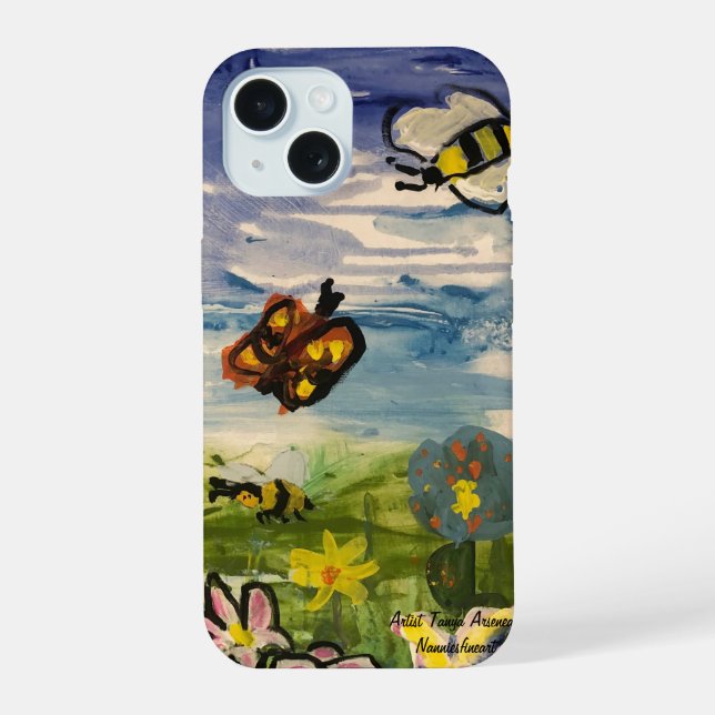 Coque iPhone 15 Oeuvre originale couleur printemps (Verso)