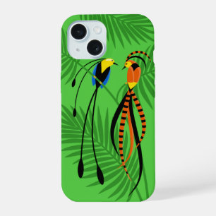 Coque iPhone 15 Oiseaux de paradis aux couleurs vives