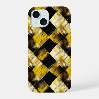 Coque iPhone 15 Or et noir Grunge 9