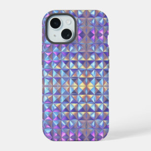 Coque iPhone 15 Or Géométrique Iridescent Bleu et Violet 2