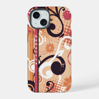 Coque iPhone 15 Orange Frutiger Metro Floral