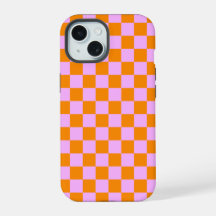 Orange + Pink Check À damiers Motif de tableau de