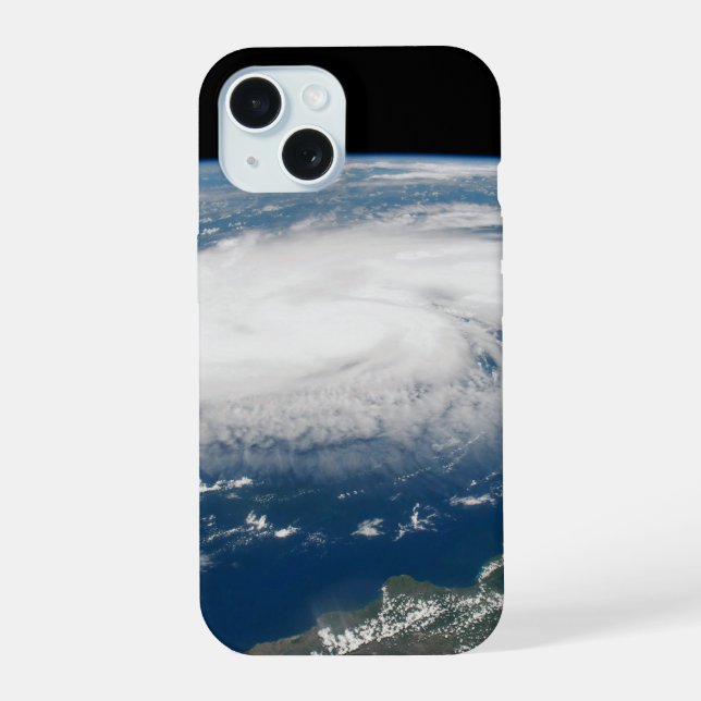 Coque iPhone 15 Ouragan Dorian sur l'océan Atlantique. (Verso)